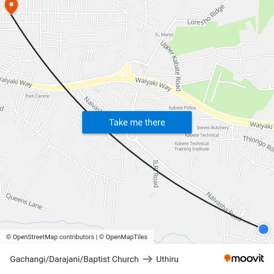 Gachangi/Darajani/Baptist Church to Uthiru map