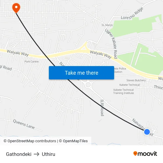 Gathondeki to Uthiru map