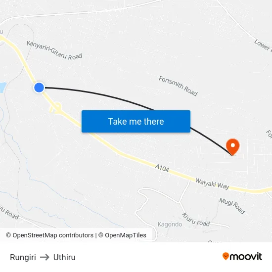 Rungiri to Uthiru map