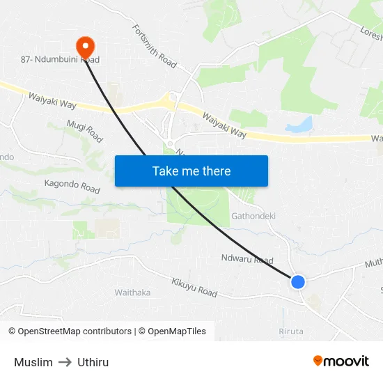 Muslim to Uthiru map