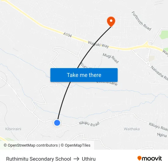 Ruthimitu Secondary School to Uthiru map