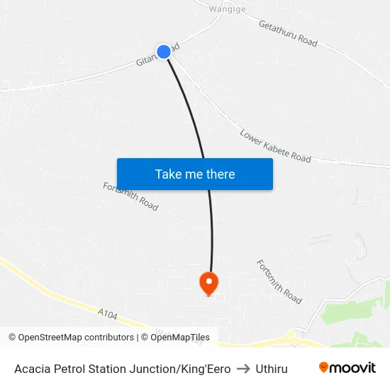Acacia Petrol Station Junction/King'Eero to Uthiru map