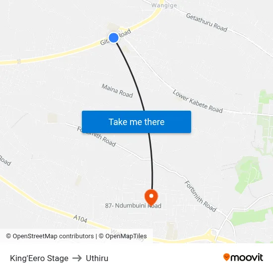 King'Eero Stage to Uthiru map