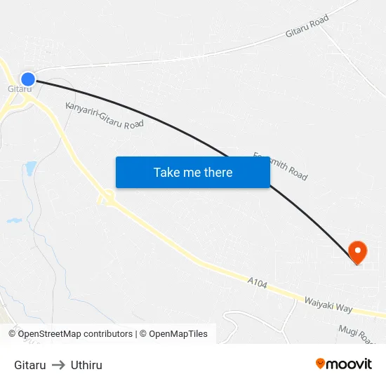 Gitaru to Uthiru map