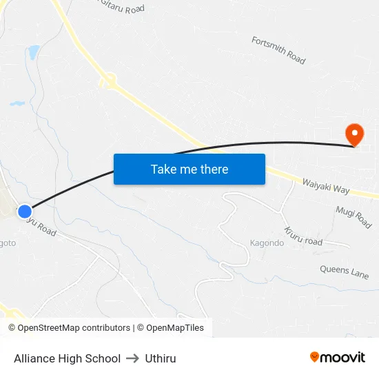 Alliance High School to Uthiru map