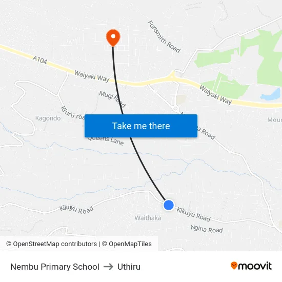 Nembu Primary School to Uthiru map