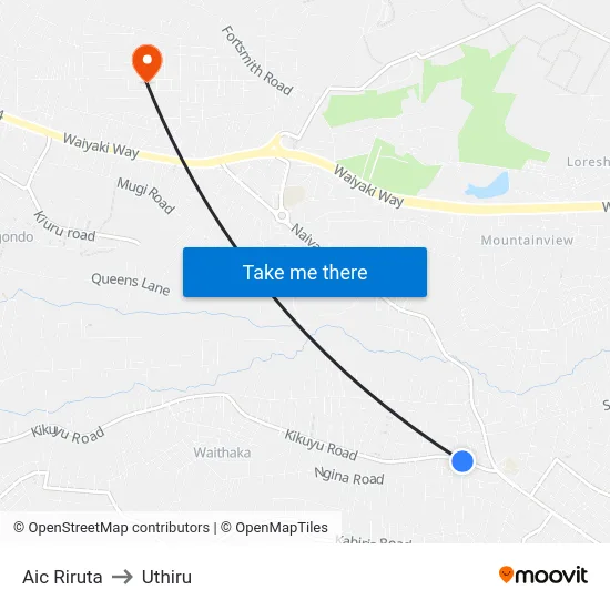 Aic Riruta to Uthiru map