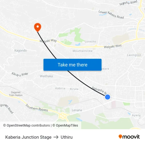 Kaberia Junction Stage to Uthiru map