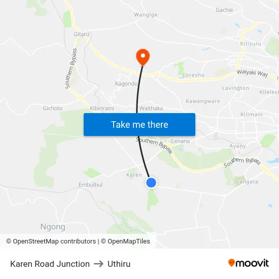 Karen Road Junction to Uthiru map