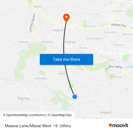 Maasai Lane/Masai West to Uthiru map