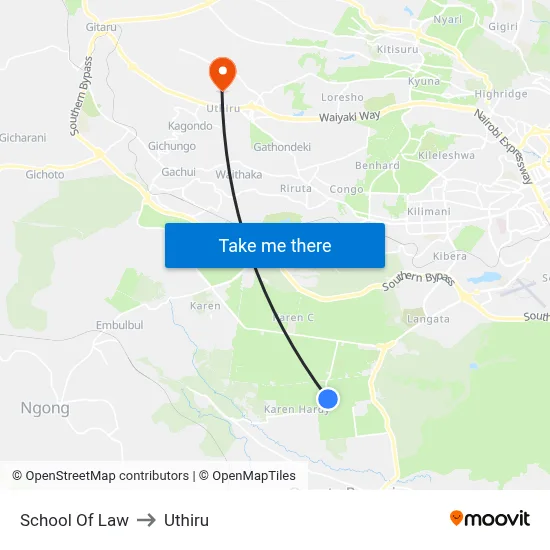 School Of Law to Uthiru map
