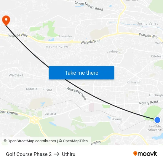 Golf Course Phase 2 to Uthiru map