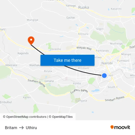 Britam to Uthiru map