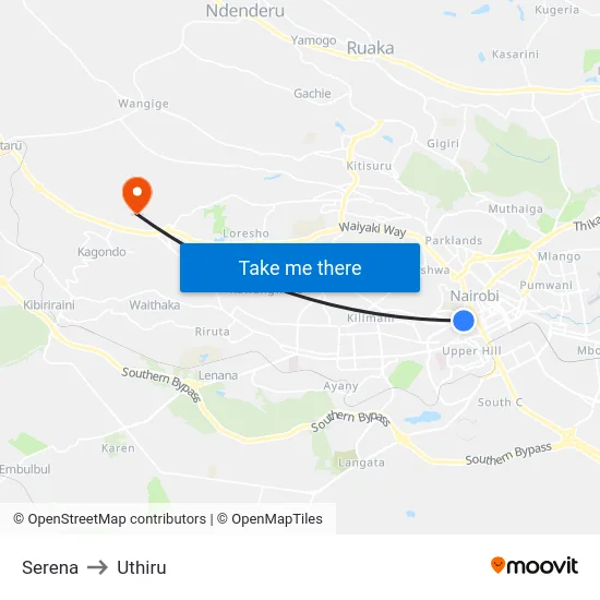 Serena to Uthiru map