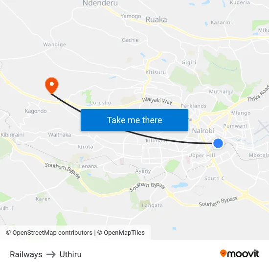 Railways to Uthiru map