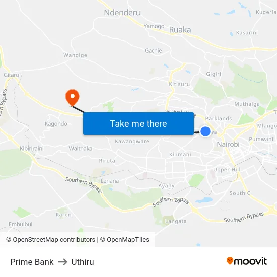 Prime Bank to Uthiru map