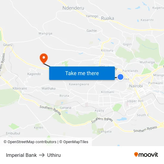 Imperial Bank to Uthiru map