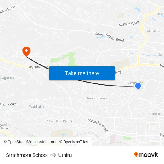 Strathmore School to Uthiru map