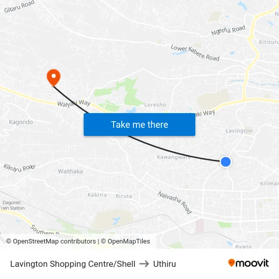 Lavington Shopping Centre/Shell to Uthiru map