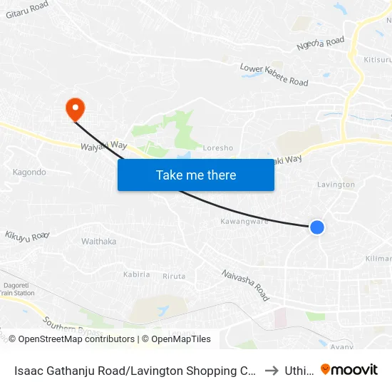 Isaac Gathanju Road/Lavington Shopping Centre to Uthiru map