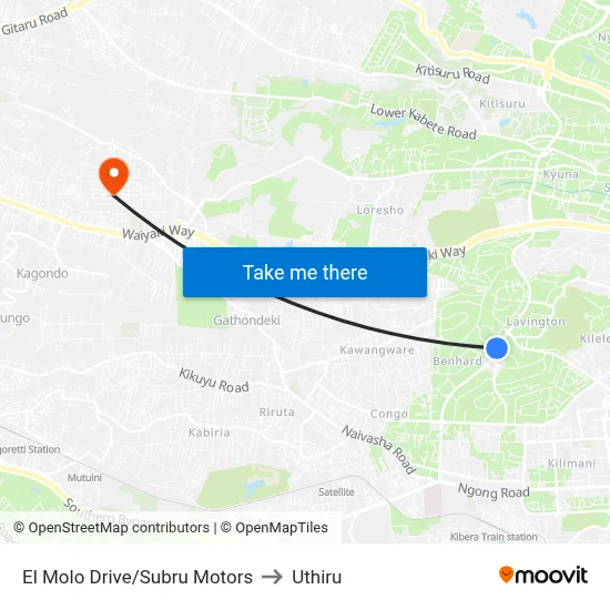 El Molo Drive/Subru Motors to Uthiru map