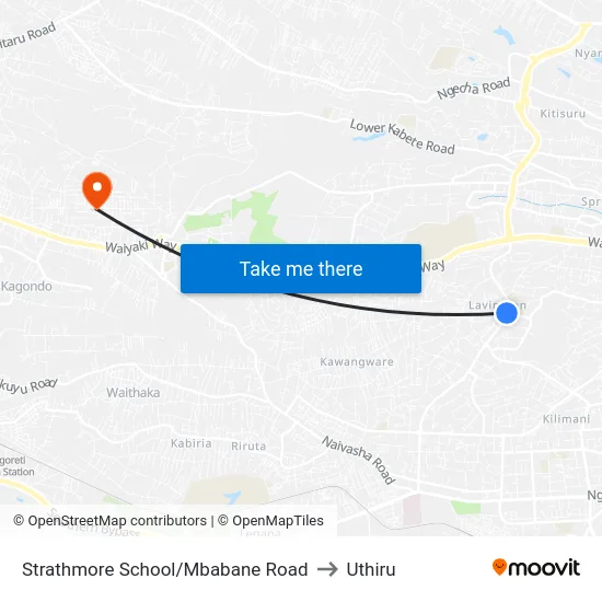 Strathmore School/Mbabane Road to Uthiru map