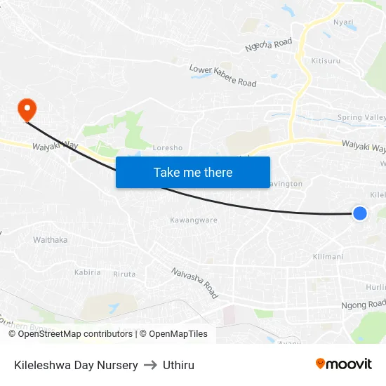 Kileleshwa Day Nursery to Uthiru map