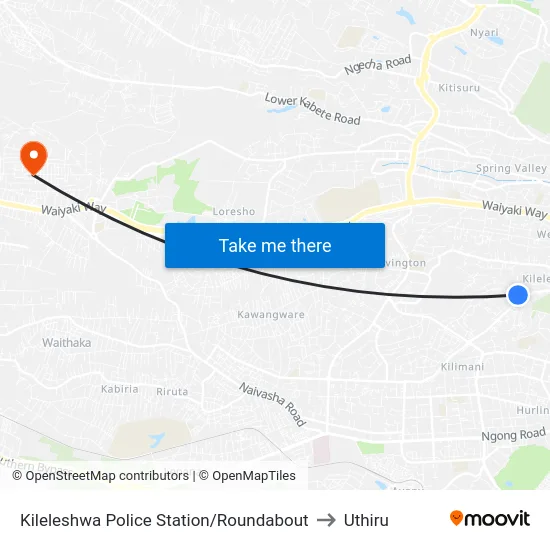 Kileleshwa Police Station/Roundabout to Uthiru map