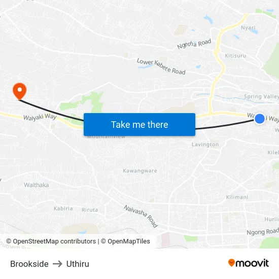 Brookside to Uthiru map
