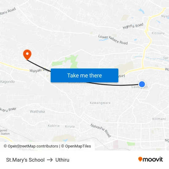 St.Mary's School to Uthiru map
