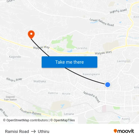 Ramisi Road to Uthiru map