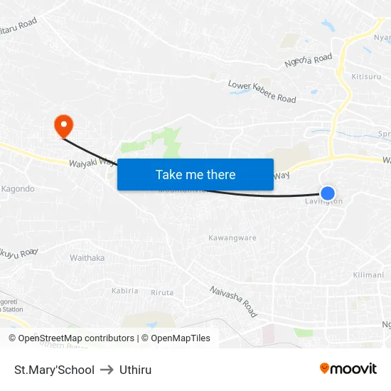 St.Mary'School to Uthiru map