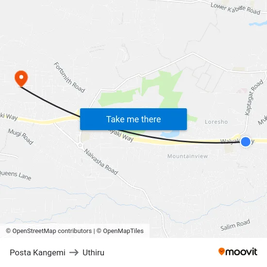 Posta Kangemi to Uthiru map