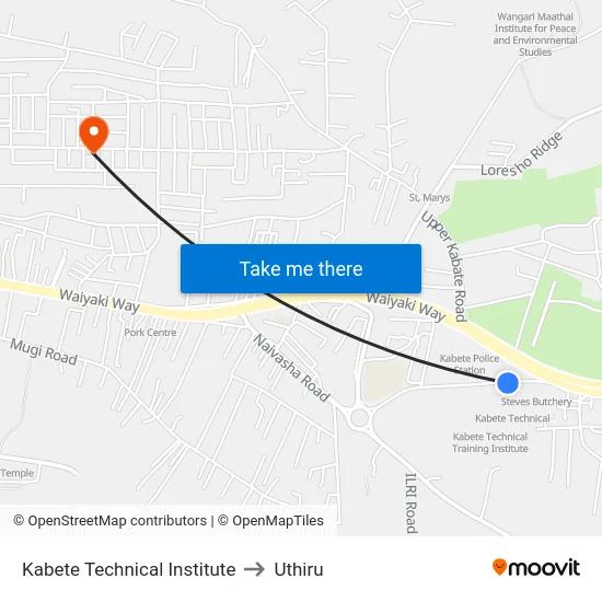 Kabete Technical Institute to Uthiru map