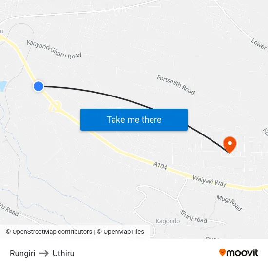 Rungiri to Uthiru map