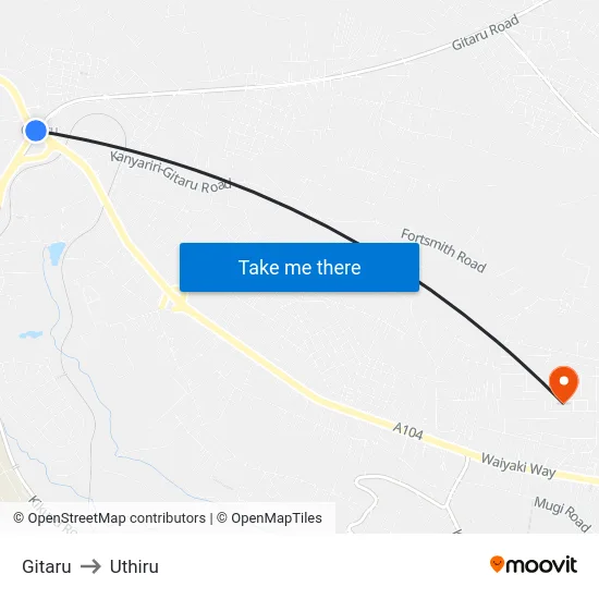 Gitaru to Uthiru map