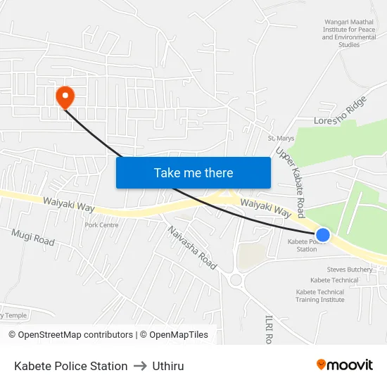 Kabete Police Station to Uthiru map
