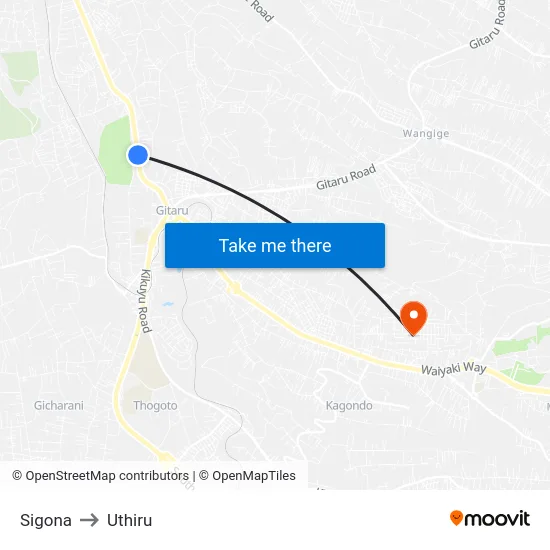 Sigona to Uthiru map