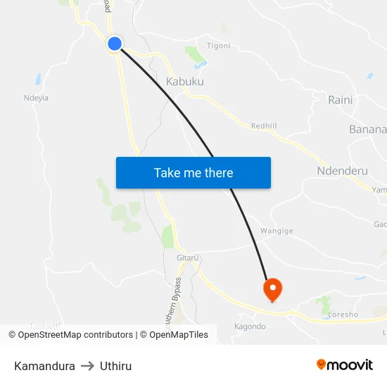 Kamandura to Uthiru map