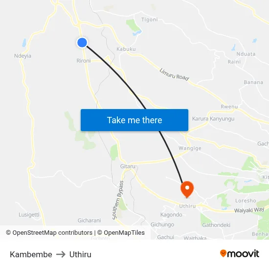 Kambembe to Uthiru map