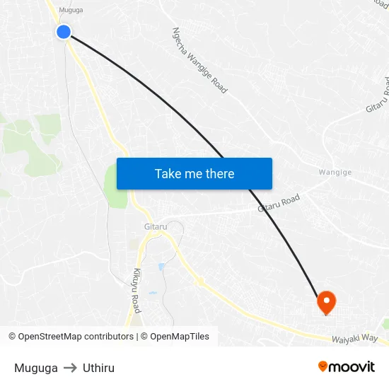 Muguga to Uthiru map