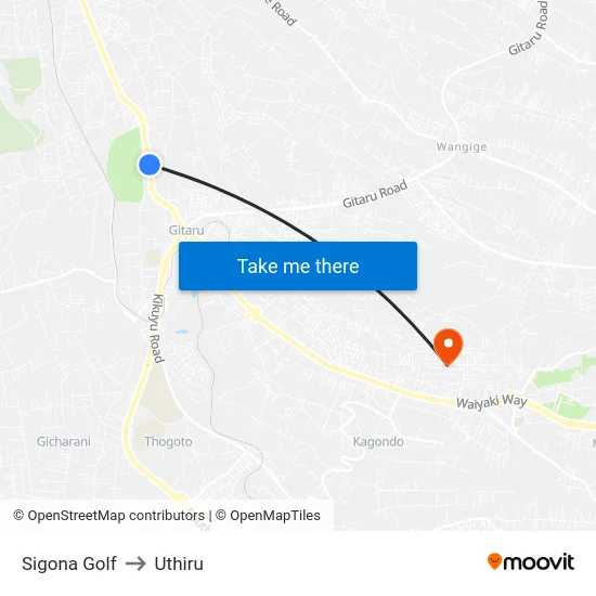 Sigona Golf to Uthiru map