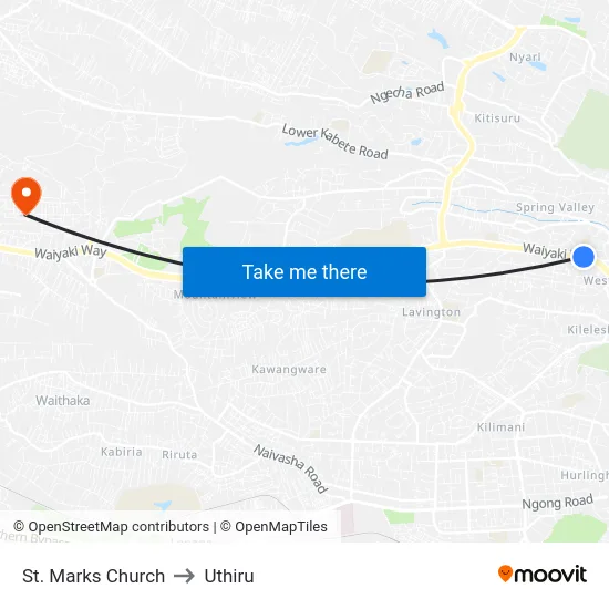 St. Marks Church to Uthiru map