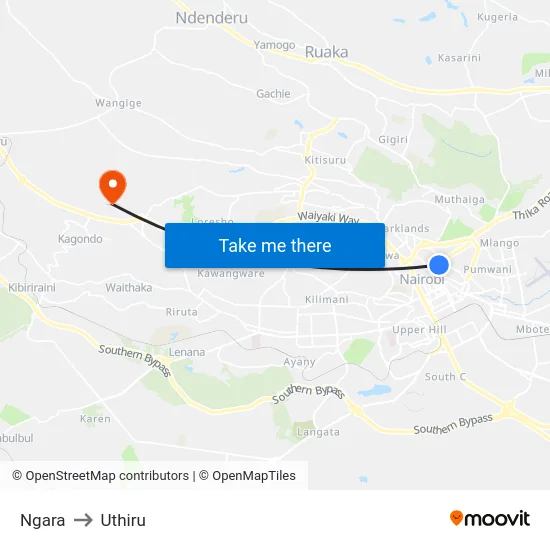 Ngara to Uthiru map