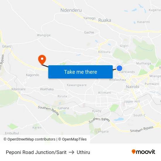 Peponi Road Junction/Sarit to Uthiru map