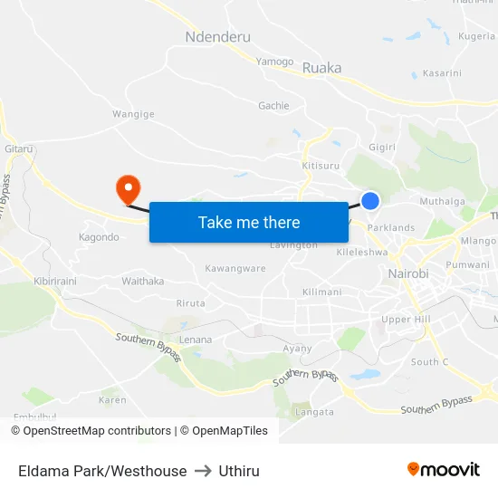 Eldama Park/Westhouse to Uthiru map
