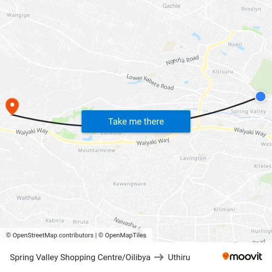 Spring Valley Shopping Centre/Oilibya to Uthiru map