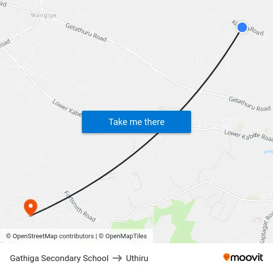 Gathiga Secondary School to Uthiru map