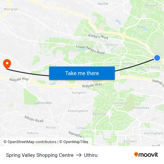Spring Valley Shopping Centre to Uthiru map