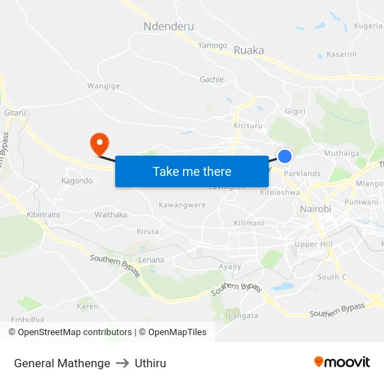 General Mathenge to Uthiru map